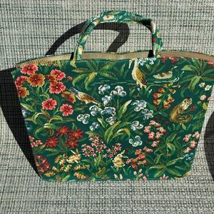 Margaret Smith Floral Green Tote Bag